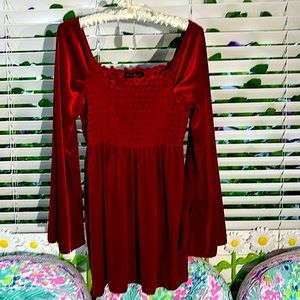 Ashley Stewart luxe red velvet romantic Juliet style top